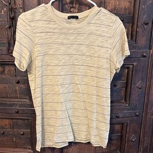 ATM Anthony Thomas Melillo Beige Striped Short Sleeve Tee